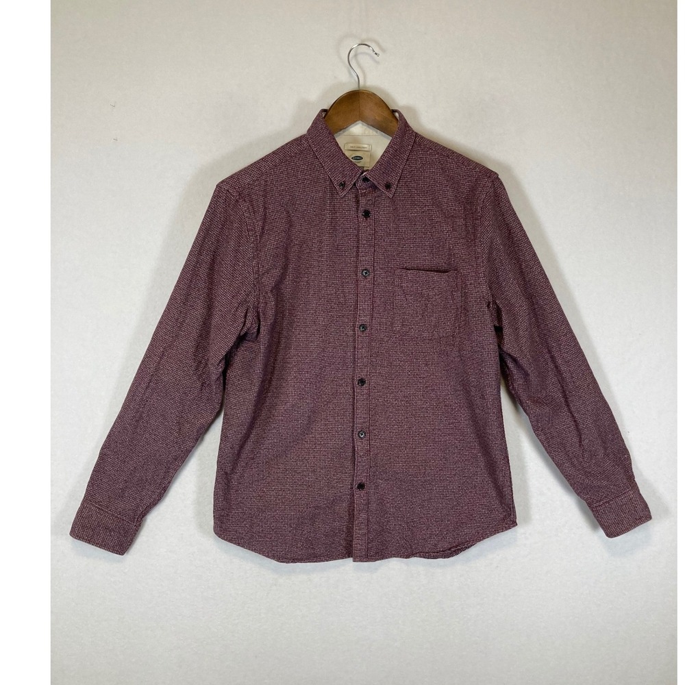 Dark Academia Old Navy Mens‎ Medium Burgundy Slim Fit Micro-Textured Button Down